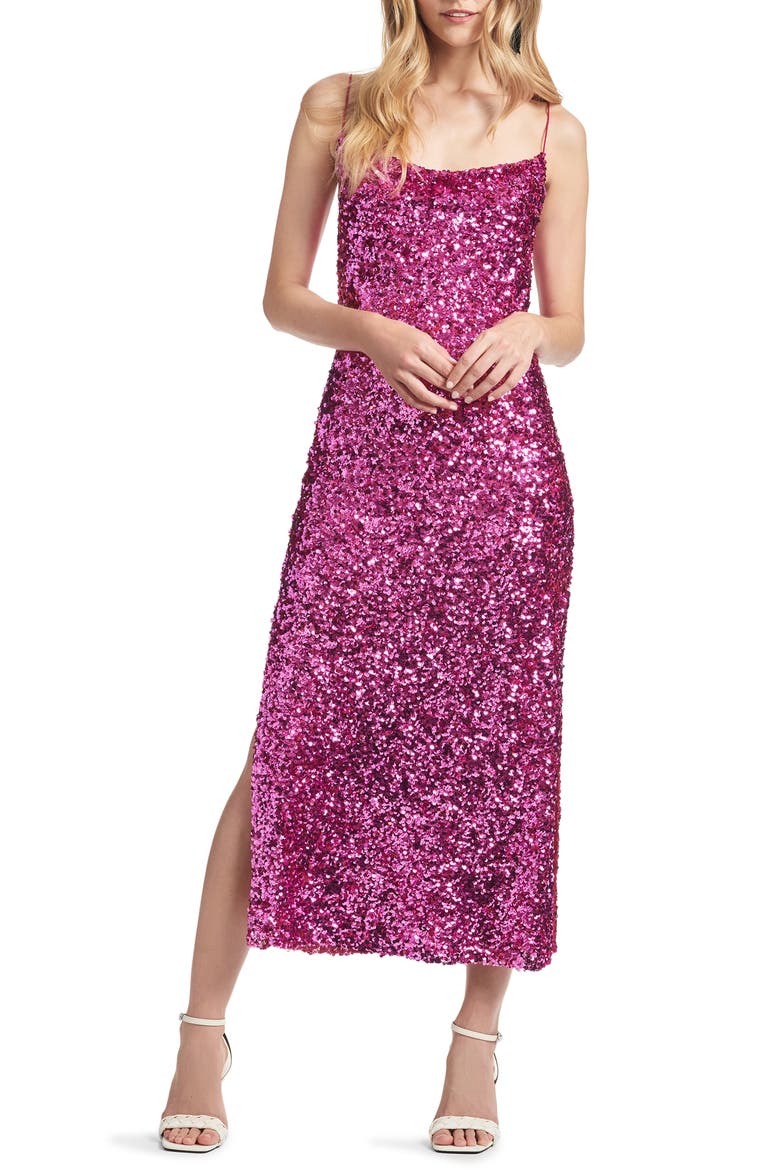 Sequin Sanza Slipdress, Main, color, HOT PINK