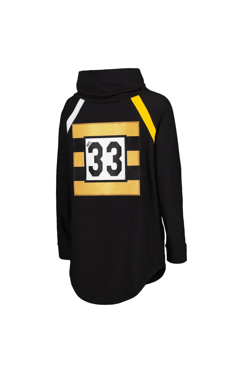 KIYA TOMLIN Women's KIYA TOMLIN Black Pittsburgh Steelers Tri-Blend Raglan Pullover Sweatshirt, Alternate, color, 
