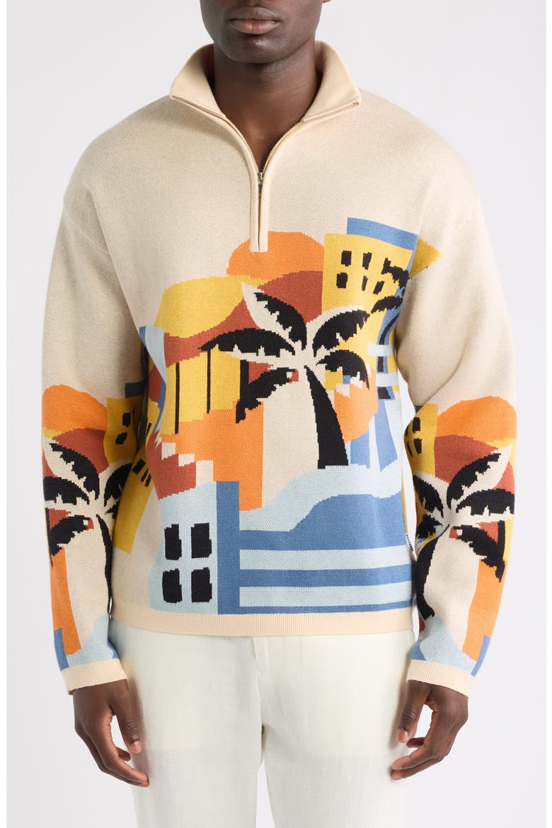 Havana Sunset Quarter Zip Pullover, Main, color, BEIGE