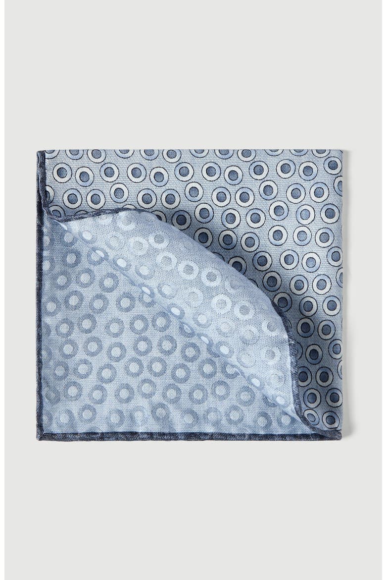 Spotted pattern silk pocket square, Main, color, Cerulean