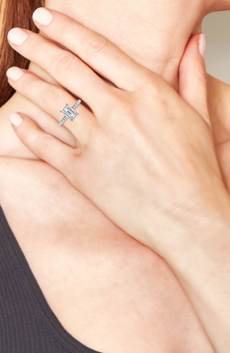 Badgley Mischka Collection 14K Gold Emerald Cut Lab Created Diamond Ring - 2.20ct., Alternate, color,