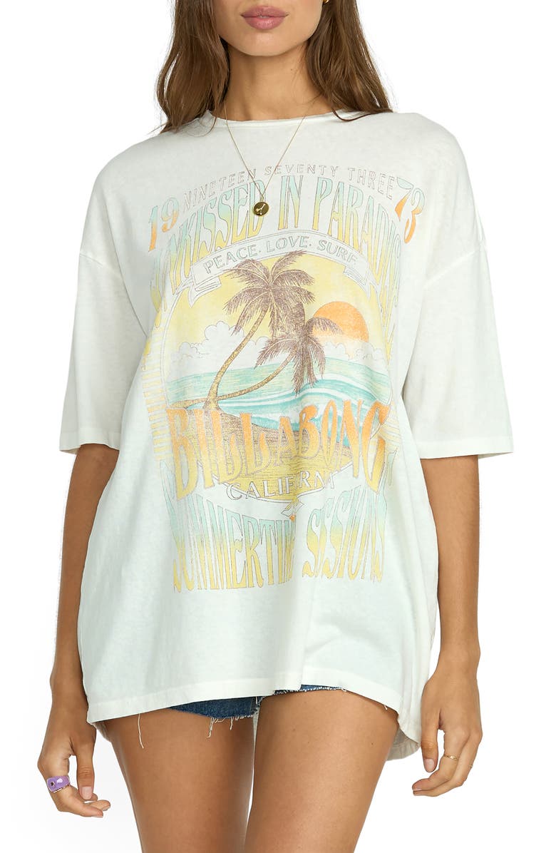 Billabong Sunset Mindset Oversize Cotton Graphic T-Shirt, Main, color, Stencil Wash