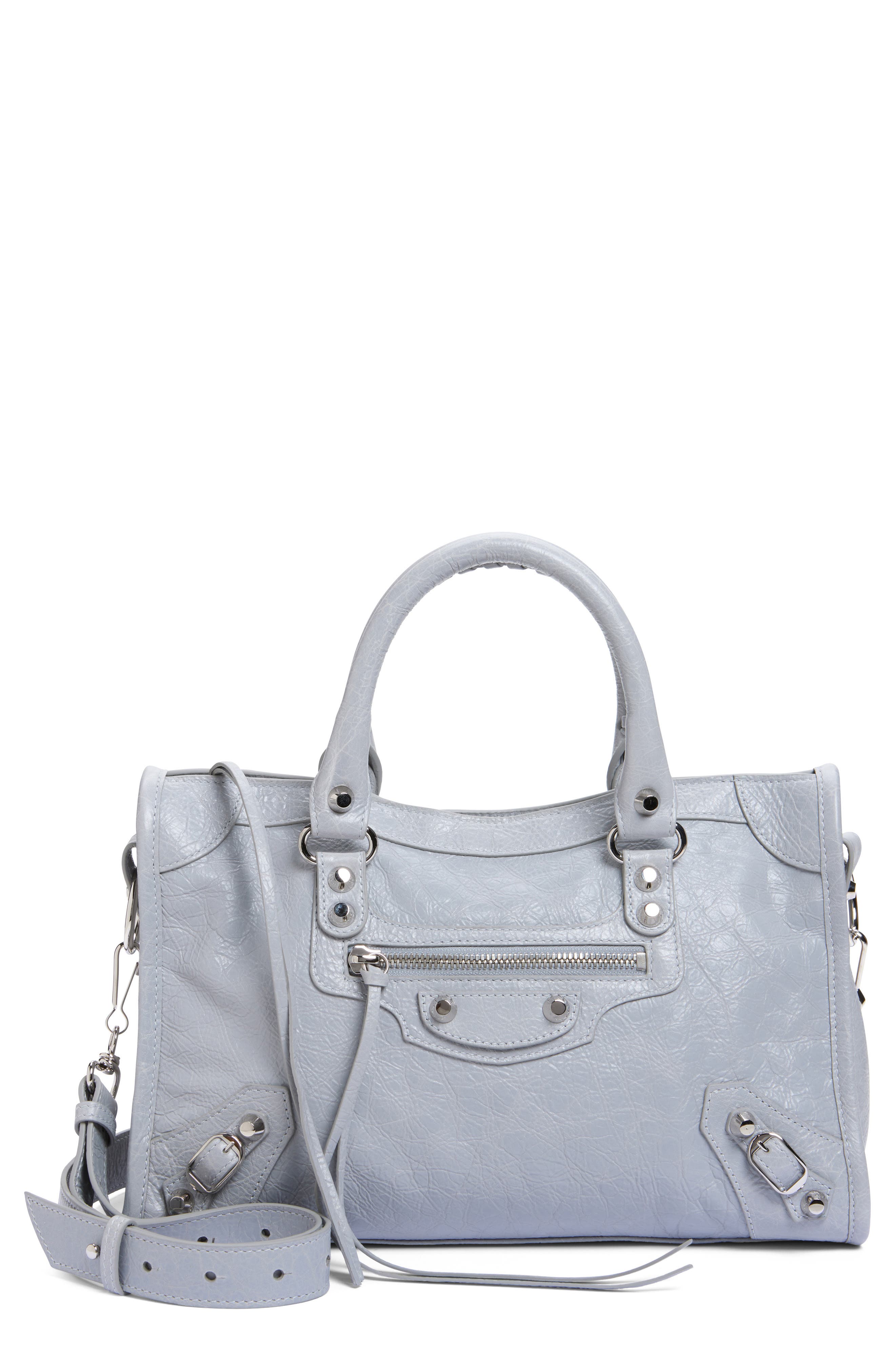 Balenciaga Small Le City Lambskin Leather Handbag, Main, color, 1210 Light Grey
