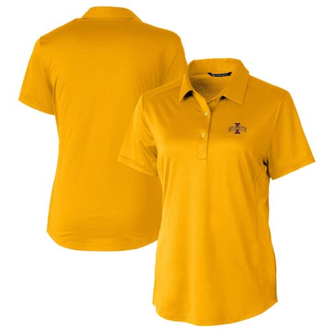 Women's Cutter & Buck Gold Iowa State Cyclones Prospect Textured Stretch Polo