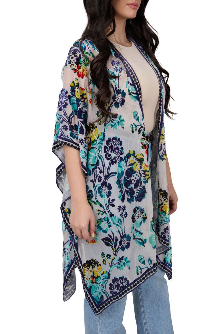 Velvet Floral Ruana, Alternate, color, BLUE