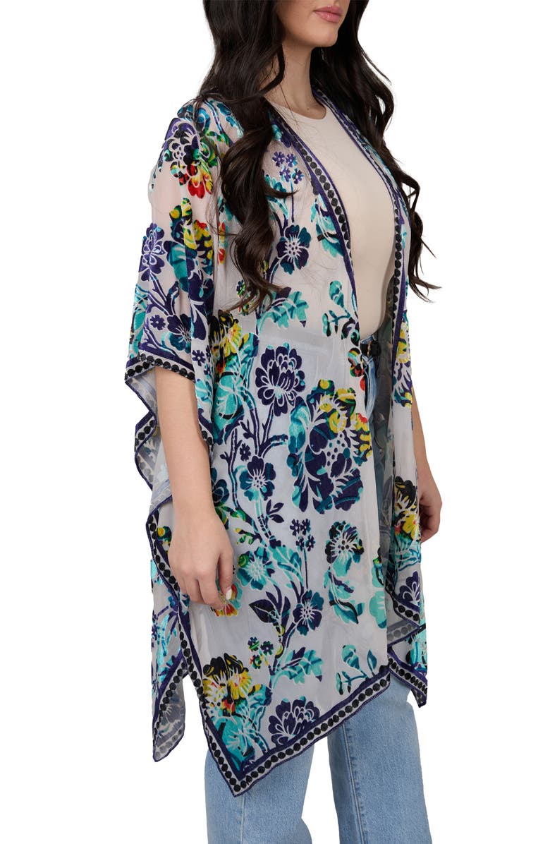 SAACHI Velvet Floral Ruana, Alternate, color, Blue