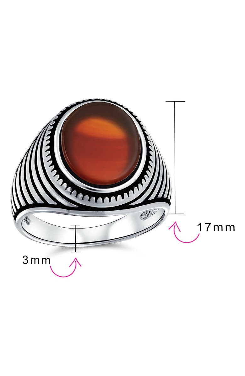 BLING JEWELRY Men's Etched Statement Ring, Alternate, color, Red