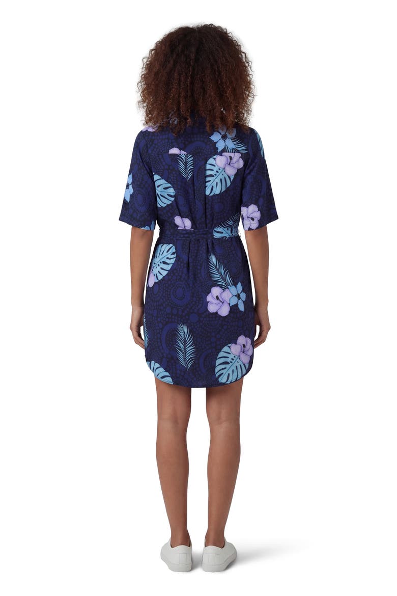 Tropical Fantasy Womens Wrap Shirt Dress, Alternate, color, TROPICAL FANTASY NAVY