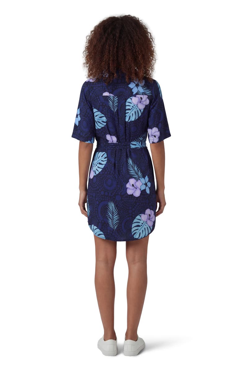 Lords of Harlech Tropical Fantasy Womens Wrap Shirt Dress, Alternate, color, Tropical Fantasy Navy