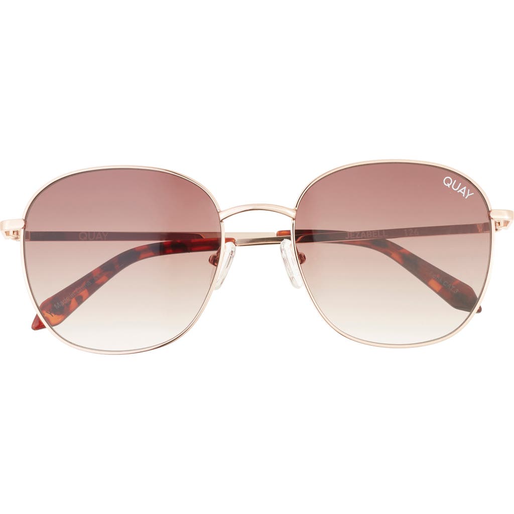 Quay Jezabell 57mm Round Sunglasses In Rose Gold Brown