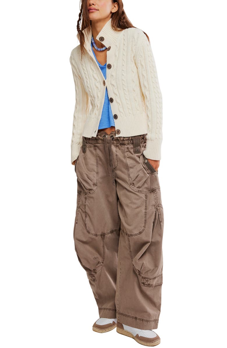 Free People Cable Stitch Cardigan, Alternate, color, Ivory