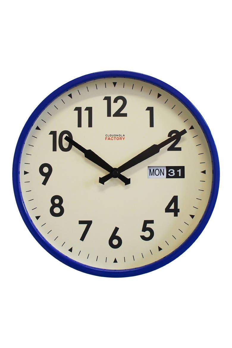 Date & Time Wall Clock, Main, color, BLUE