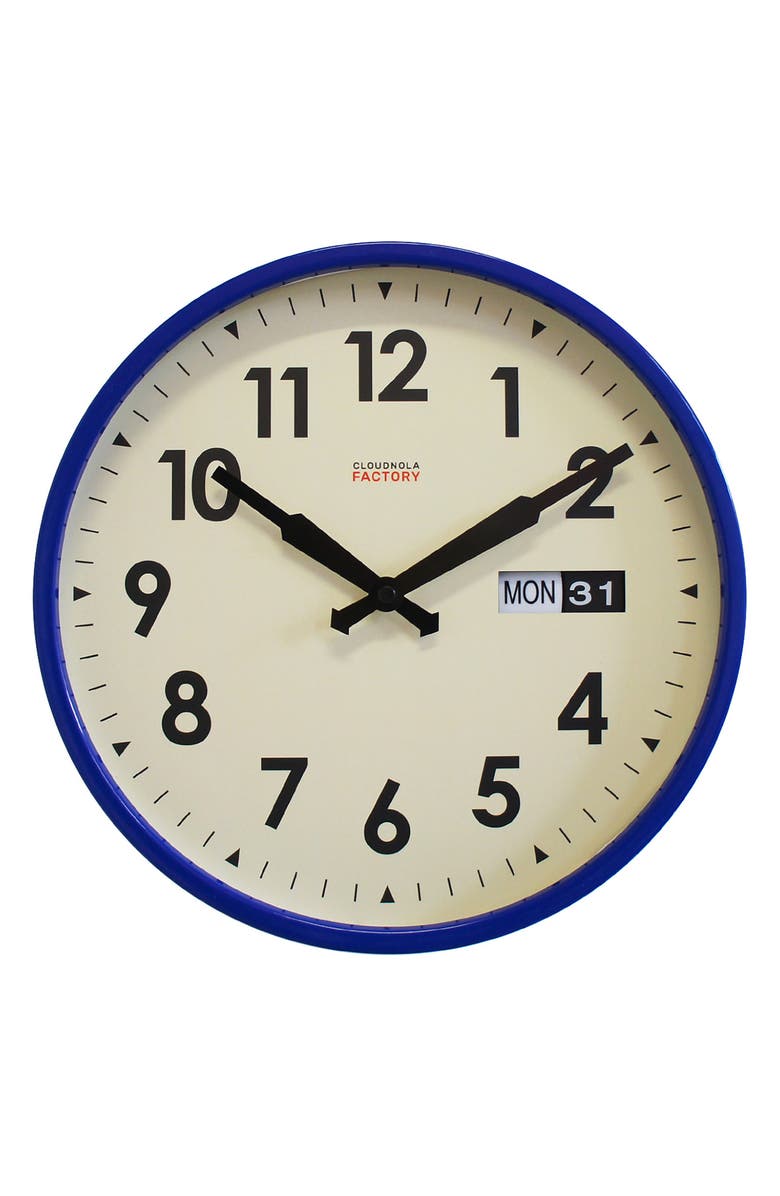 CLOUDNOLA Date & Time Wall Clock, Main, color, Blue