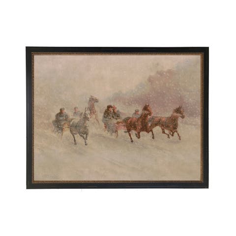 Vintage Oil Reproduction of Riding in the Snow