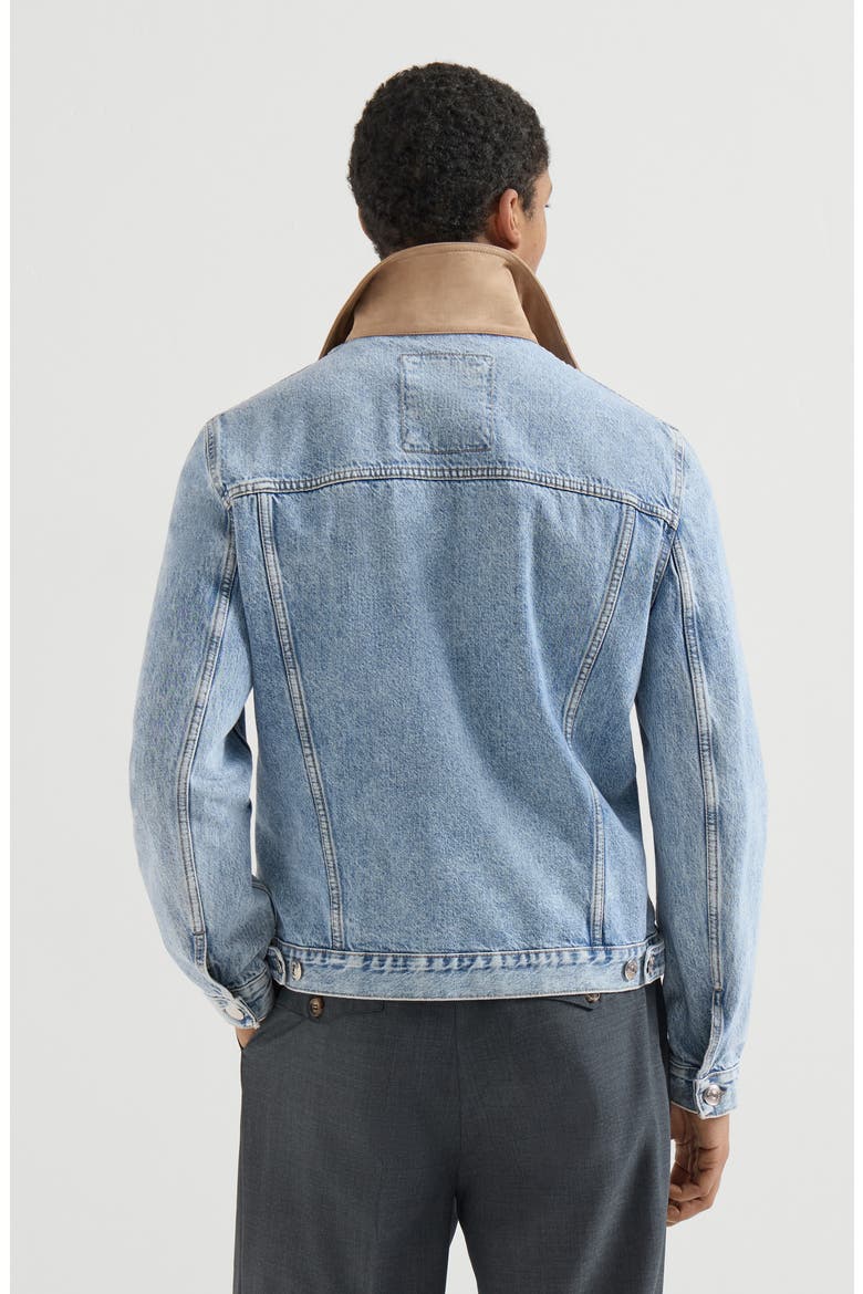 Denim outerwear jacket with suede collar, Alternate, color, Light Denim