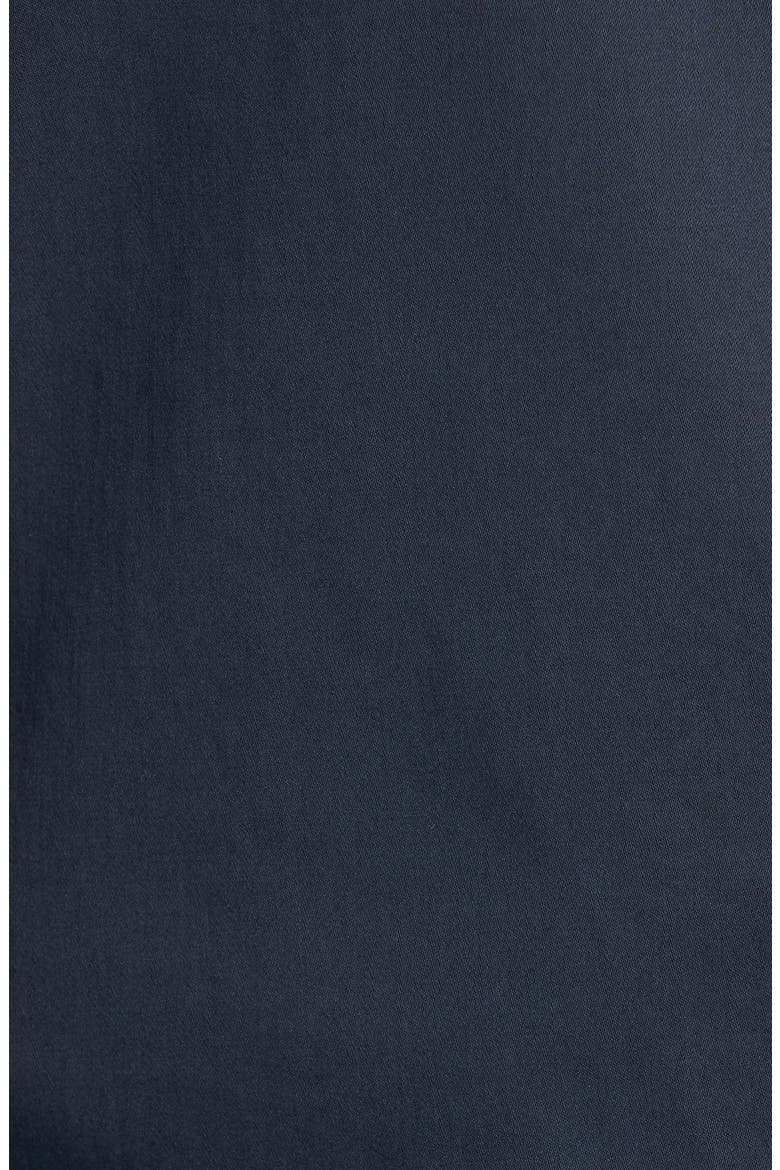 Trim Fit Double Breasted Solid Stretch Cotton Sport Coat, Alternate, color, NAVY