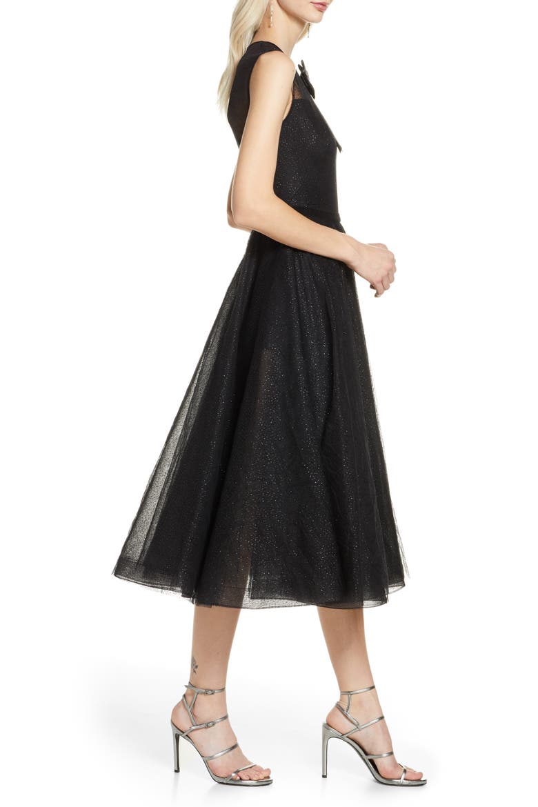 Bronx and Banco Lou Lou Sparkle Flecked Midi Cocktail Dress, Alternate, color, BLACK