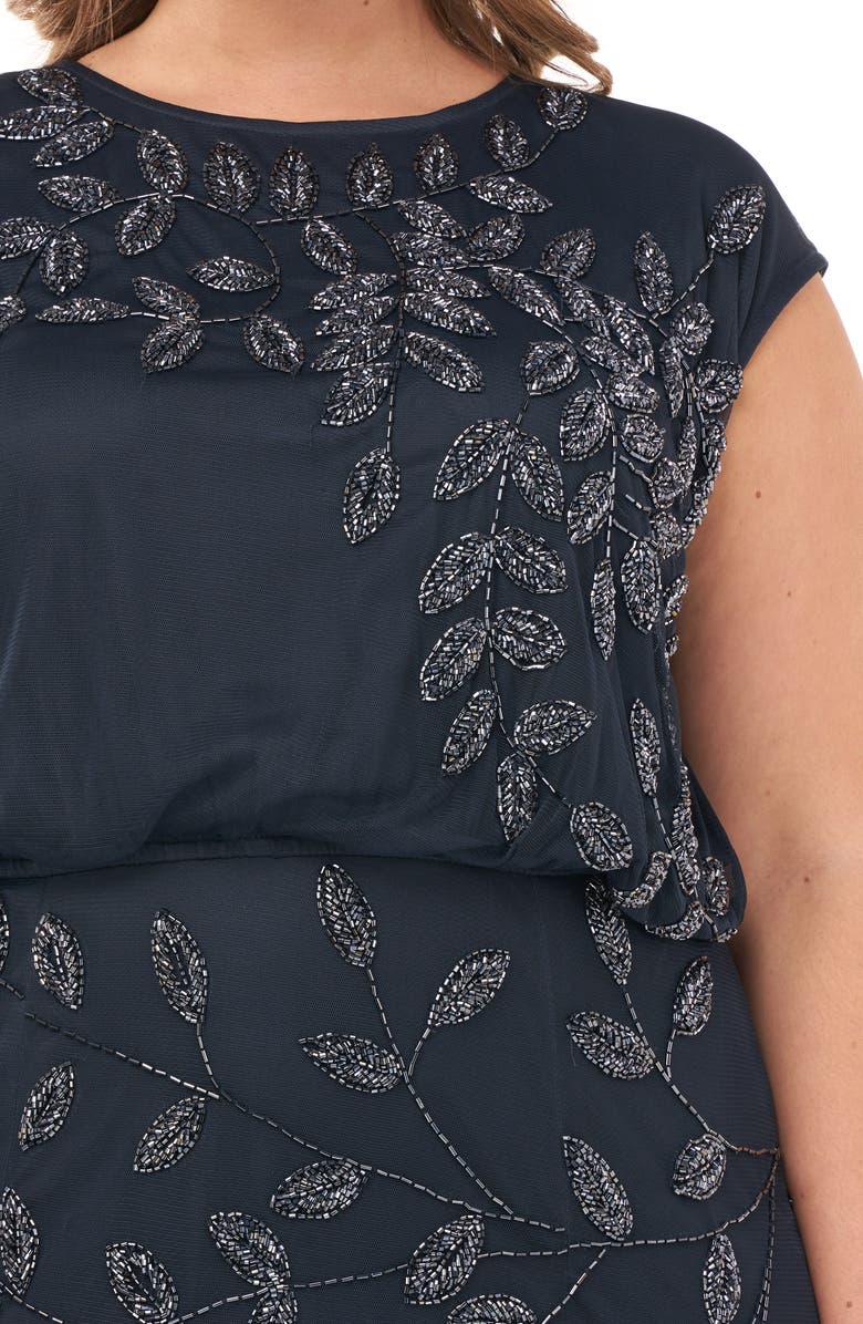 JS Collections Beaded Leaf Mesh Trumpet Gown, Alternate, color,