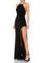 Rhinestone Accented Open Back Jersey Gown