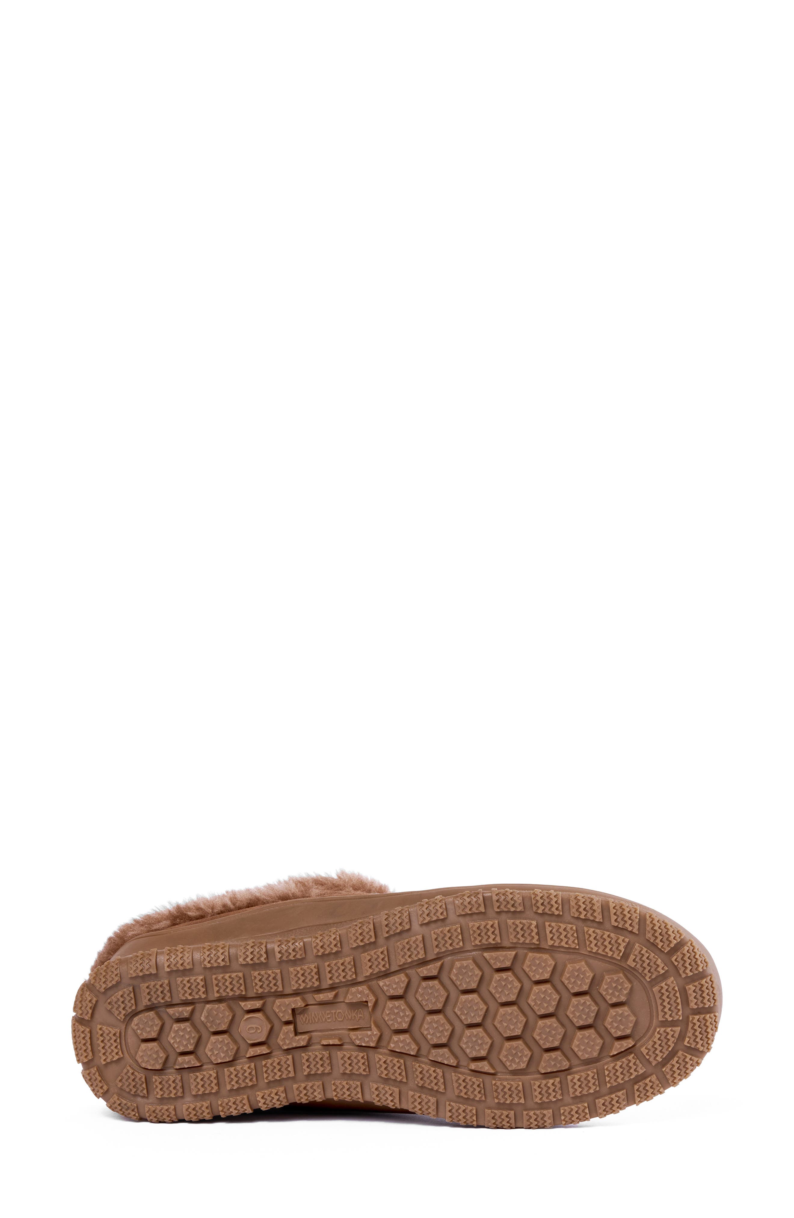 Minnetonka Emerson Water Resistant Faux Fur Slipper, Alternate, color, Cocoa