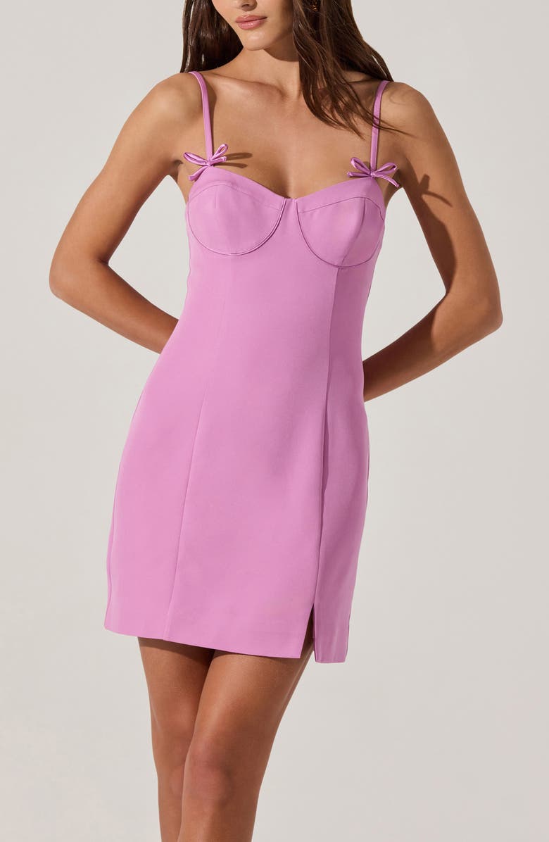 ASTR the Label Bow Detail Minidress, Alternate, color, Lilac Pink