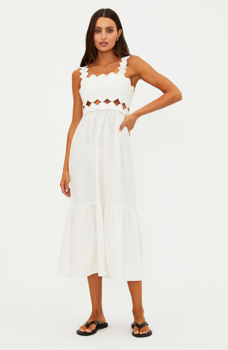Beach Riot Campbell Scallop Cutout Cotton Cover-Up Sundress, Alternate, color, White