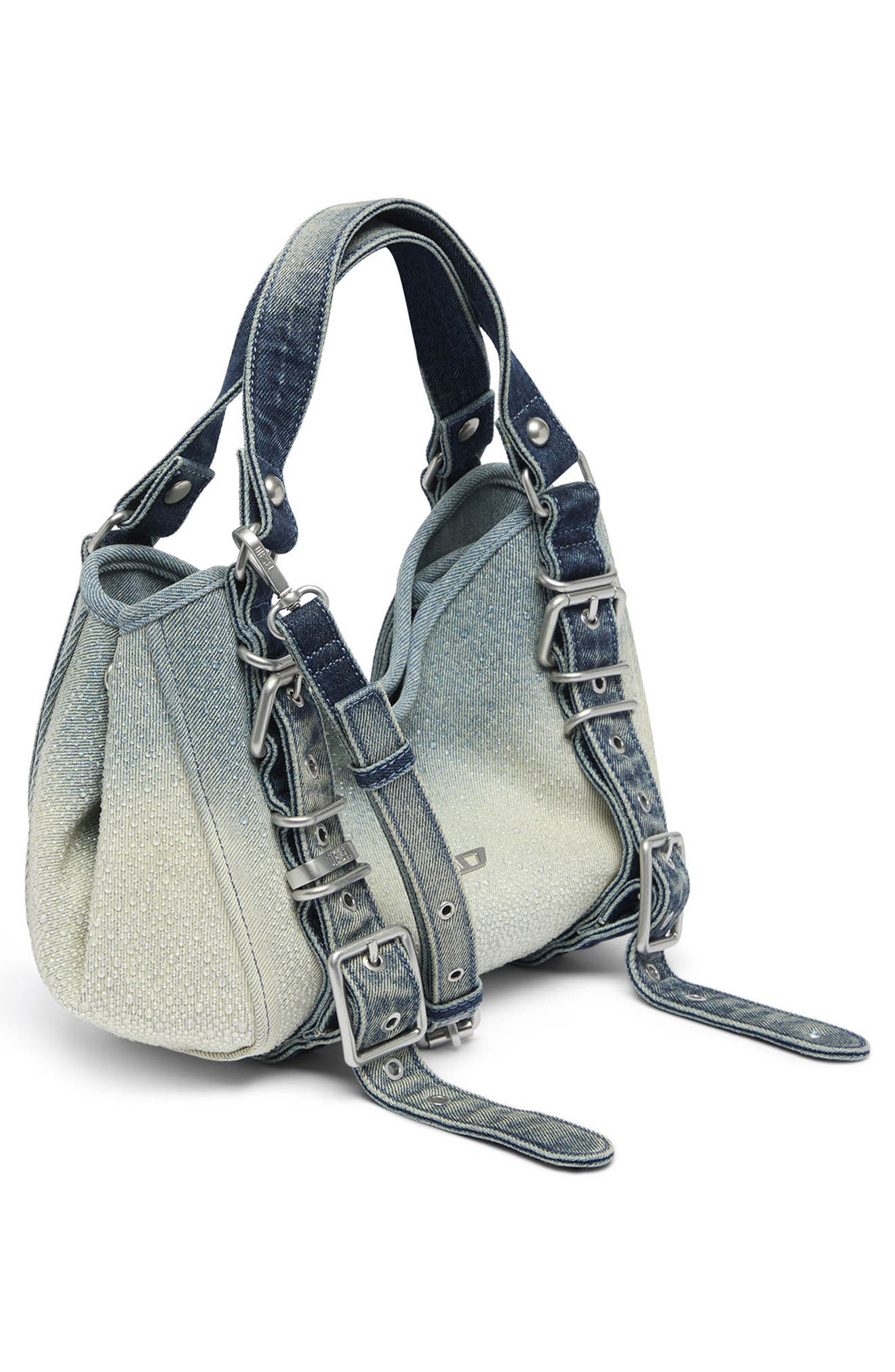 D-One Small Denim Top Handle Bag, Alternate, color, MEDIUM BLUE