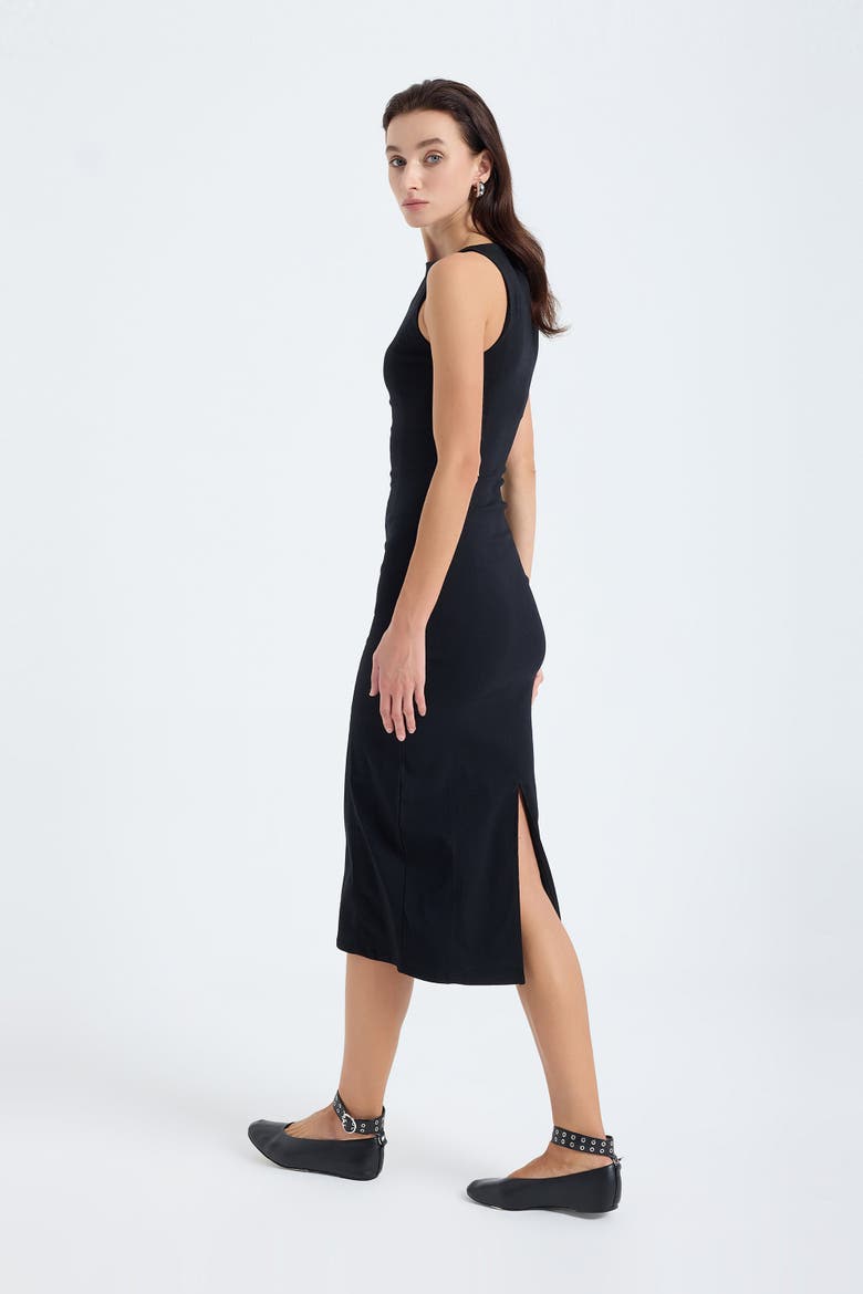 Silva Square Neck Bodycon Midi Dress, Alternate, color, Black