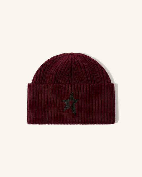 Knitted Wool Ribbed Star Beanie