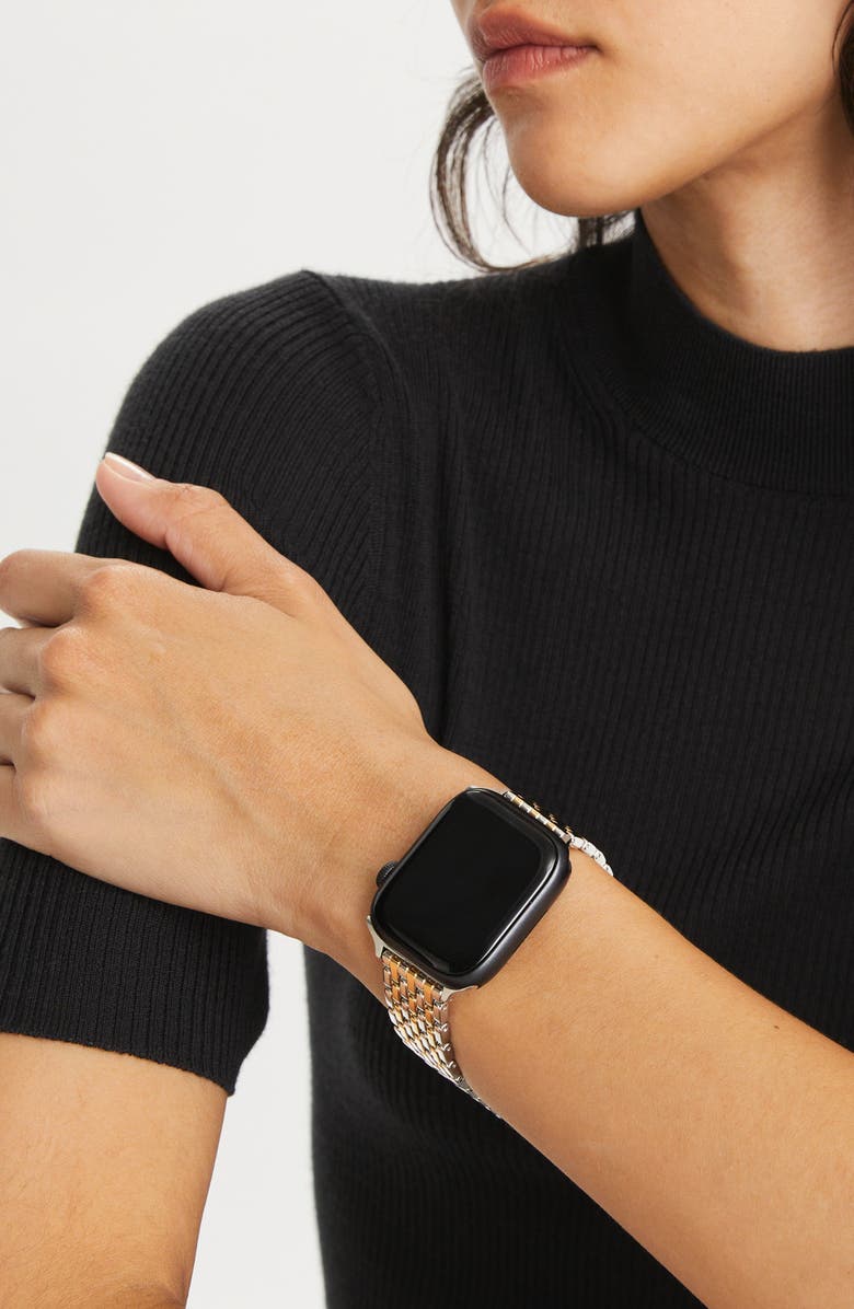 Tory Burch The Eleanor 20mm Apple Watch<sup>®</sup> Bracelet Watchband, Alternate, color, NO COLOR