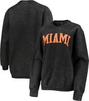 PRESSBOX Women's Pressbox Black Miami Hurricanes Comfy Cord Vintage Wash Basic Arch Pullover Sweatshirt