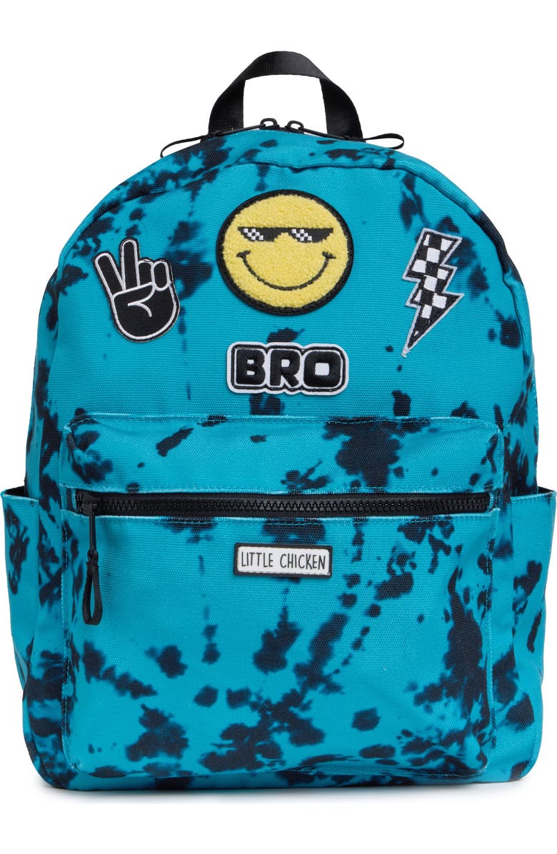 Little Chicken KIDS PATCHED BACKPACK, Main, color, Black/ Teal Multi