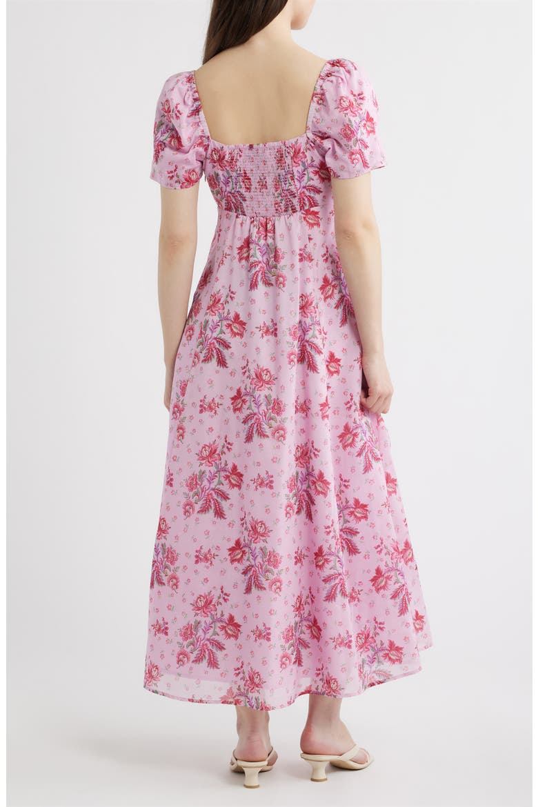 The Matilda Floral Print Puff Sleeve Maxi Dress, Alternate, color, DELFT BOUQUET PINK