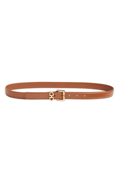 Slim Double Gancio Leather Belt