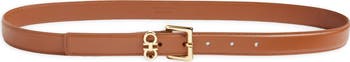 Slim Double Gancio Leather Belt