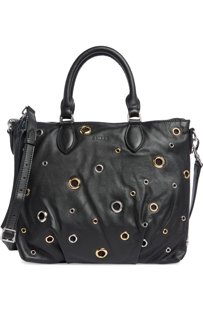 AIMEE City Beat Convertible Satchel Bag, Main, color, Black W Grommets