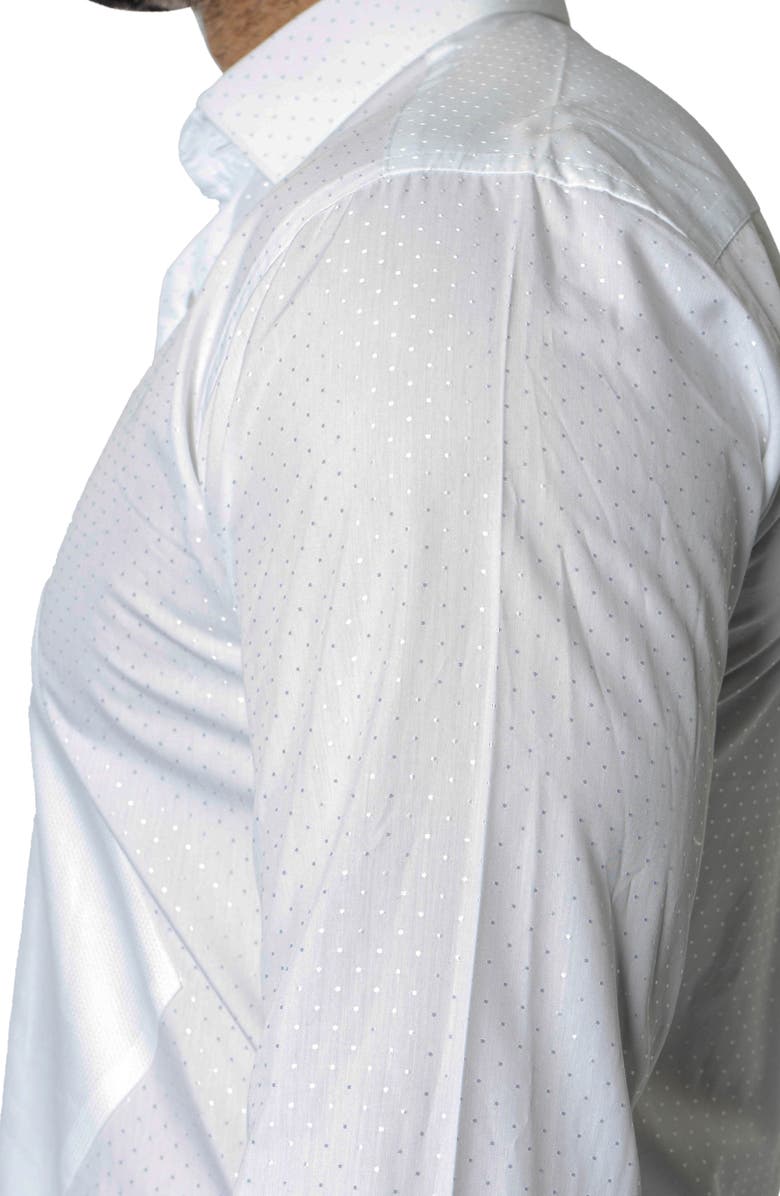 Maceoo Fibonacci Regular Fit Dot Print Cotton Button-Up Shirt, Alternate, color, White
