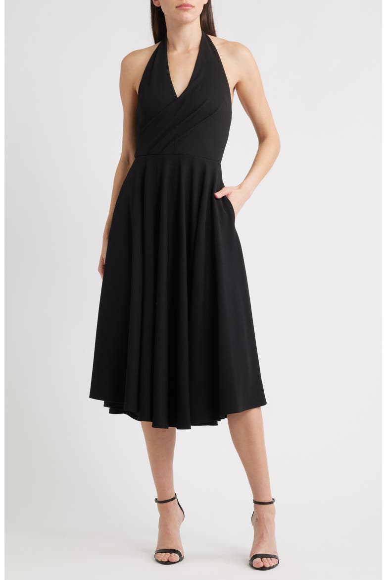 Armin Midi Halter Dress, Main, color, BLACK