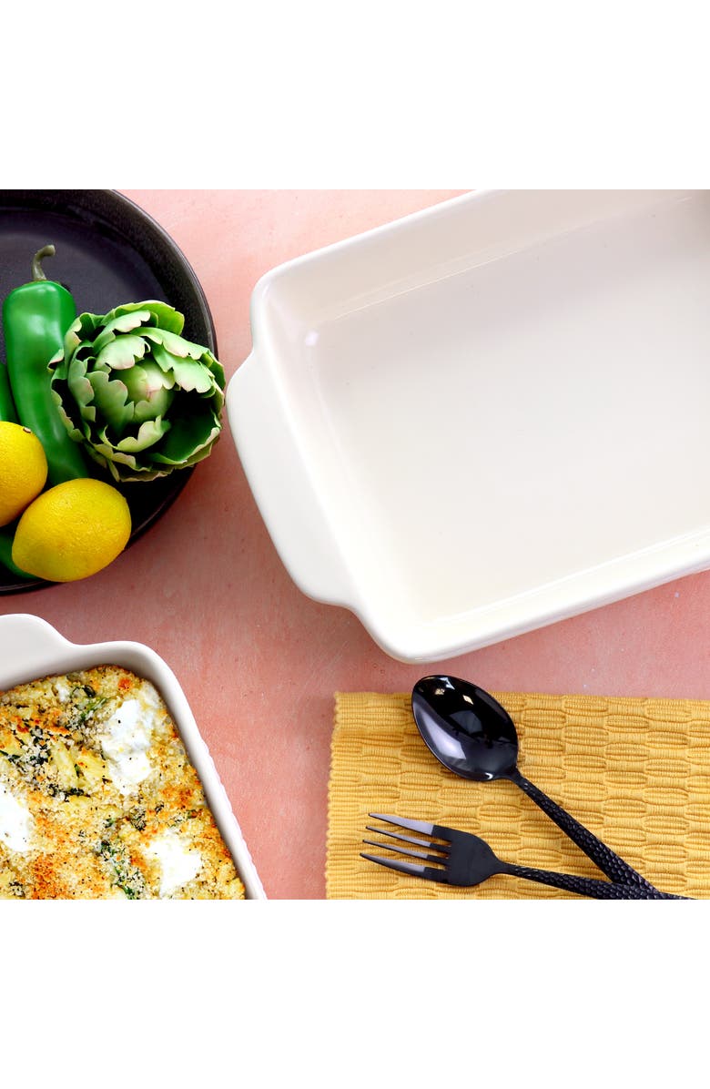 Crockpot 2.5 Quart and 3.5 Quart Rectangular Stoneware Bake Pan Set, Alternate, color, White