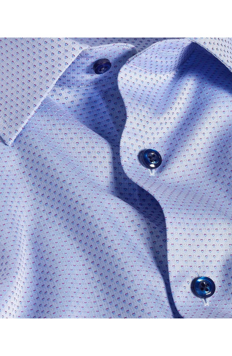 David Donahue Fit Cotton Dobby Dress Shirt, Alternate, color, Sky/Berry