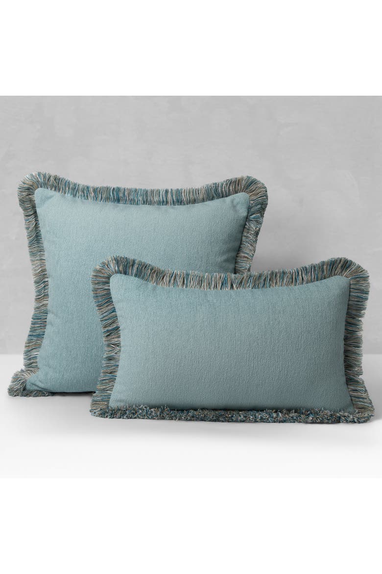 Halo Fringed Indoor & Outdoor Woven Accent Pillow & Insert, Alternate, color, Mist
