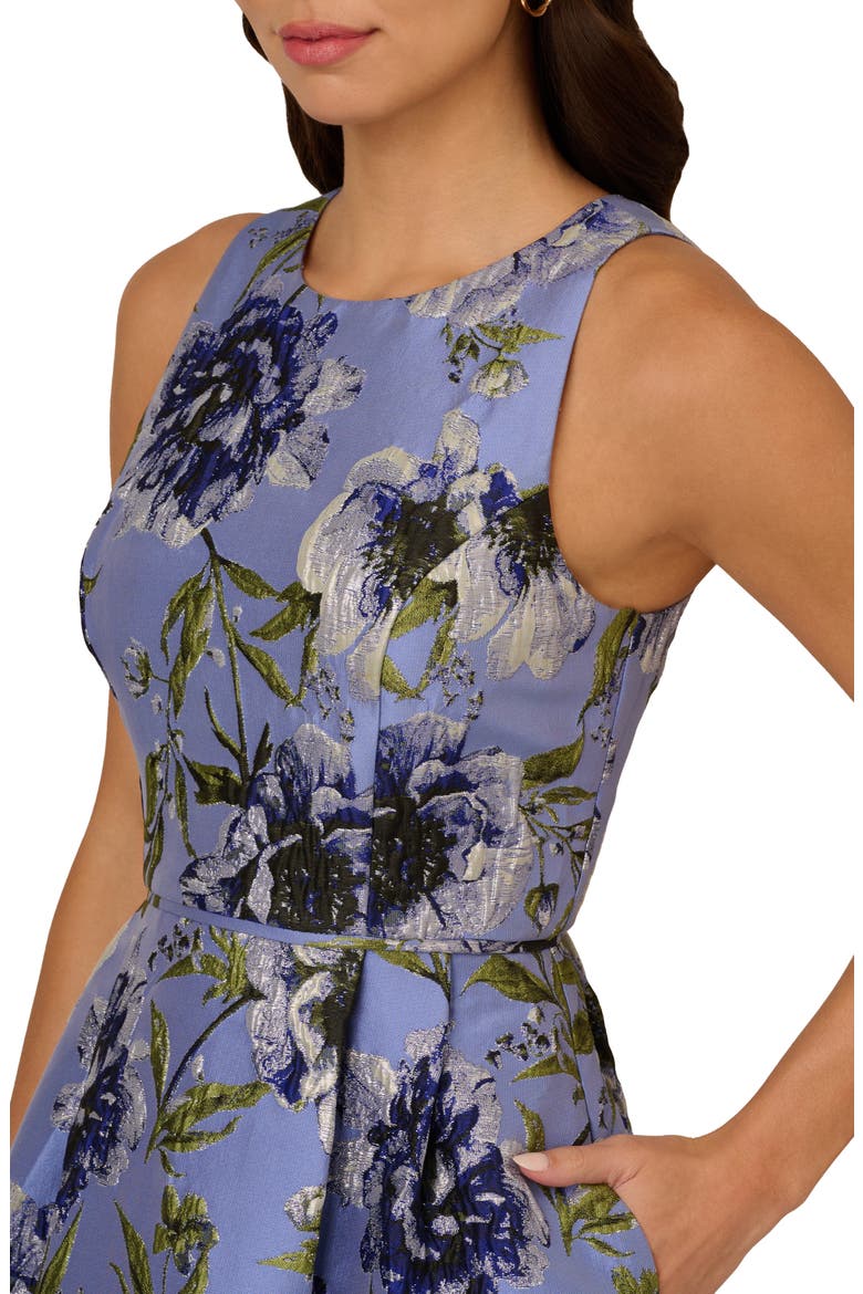 Floral Jacquard Cocktail Dress, Alternate, color, BLUE MULTI