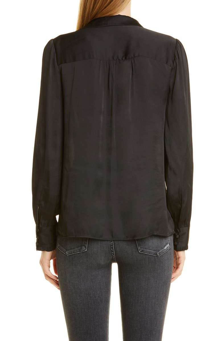 PAIGE Augustine Satin Blouse, Alternate, color, Black