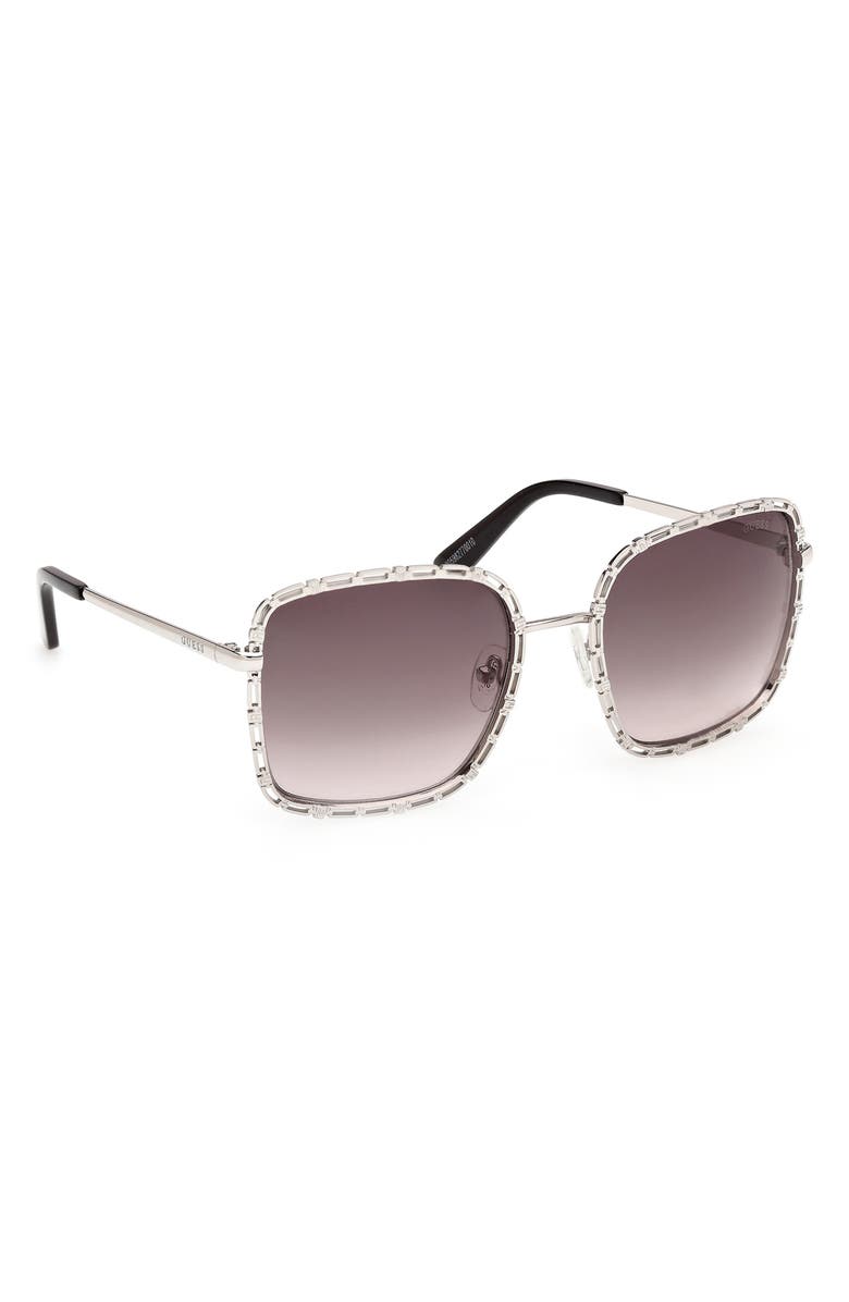 GUESS Square Sunglasses, Alternate, color, Nickeltin / Gradient Smoke