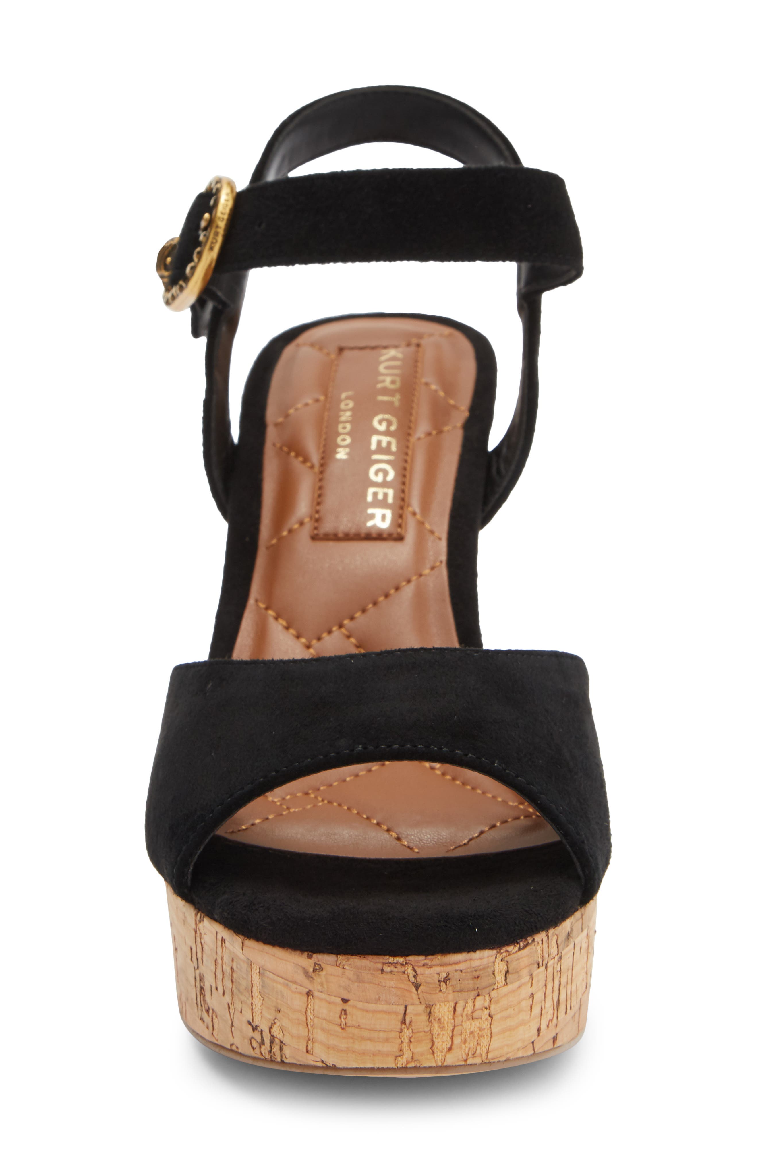 Kurt Geiger London Mayfair Cork Block Heel Platform Sandal, Alternate, color, Black