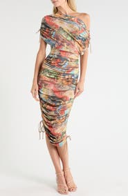 JBQ Georgia Ruched Mesh Midi Dress