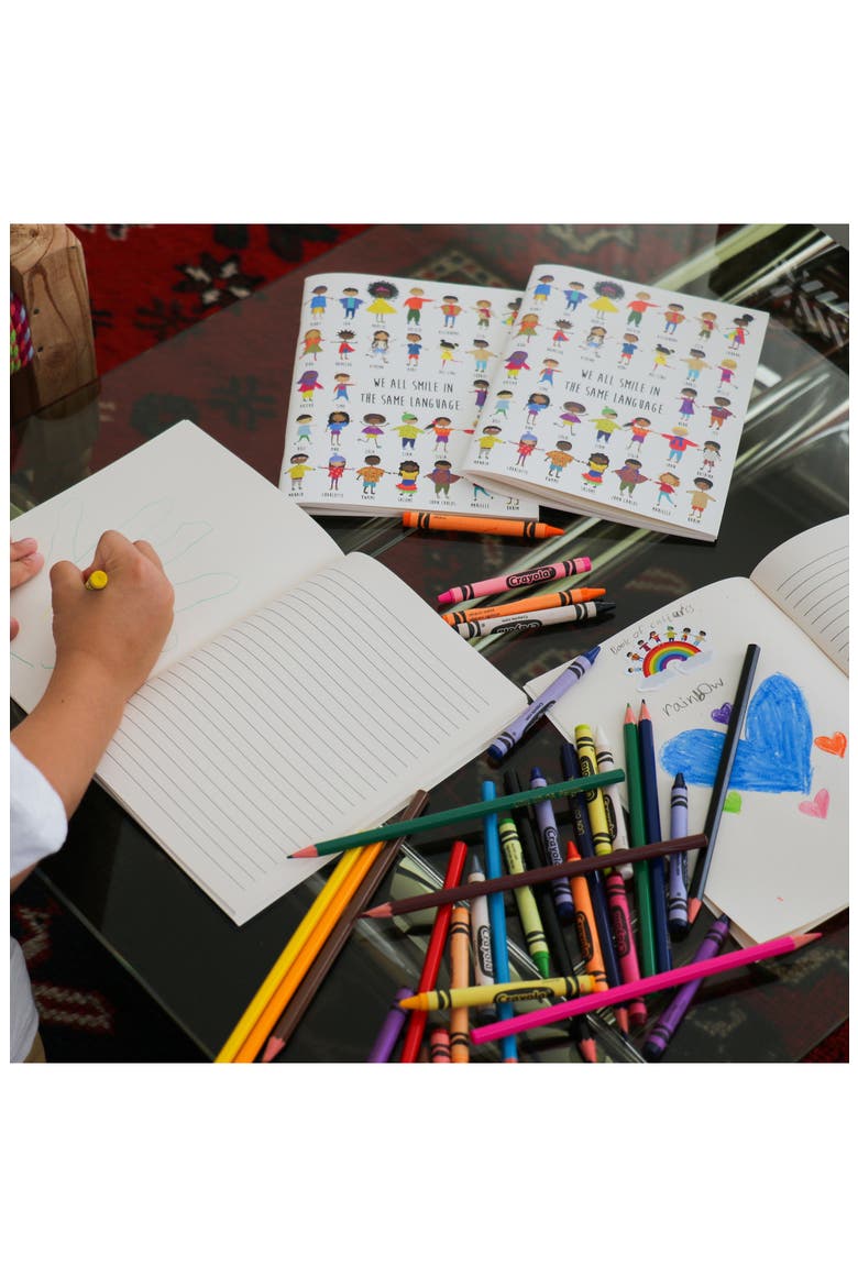 'We All Smile In The Same Language' Notebook, Alternate, color, WHITE