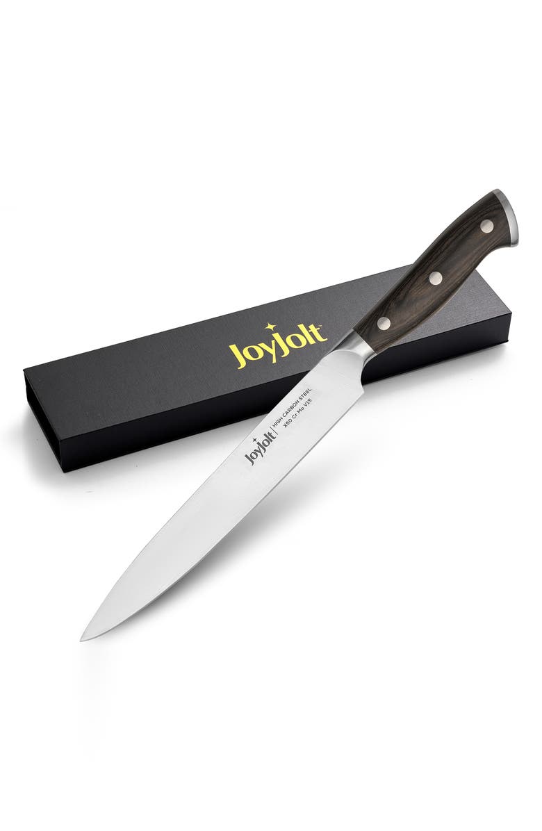 JoyJolt 8" Slicing Knife, Alternate, color, Silver/ Black