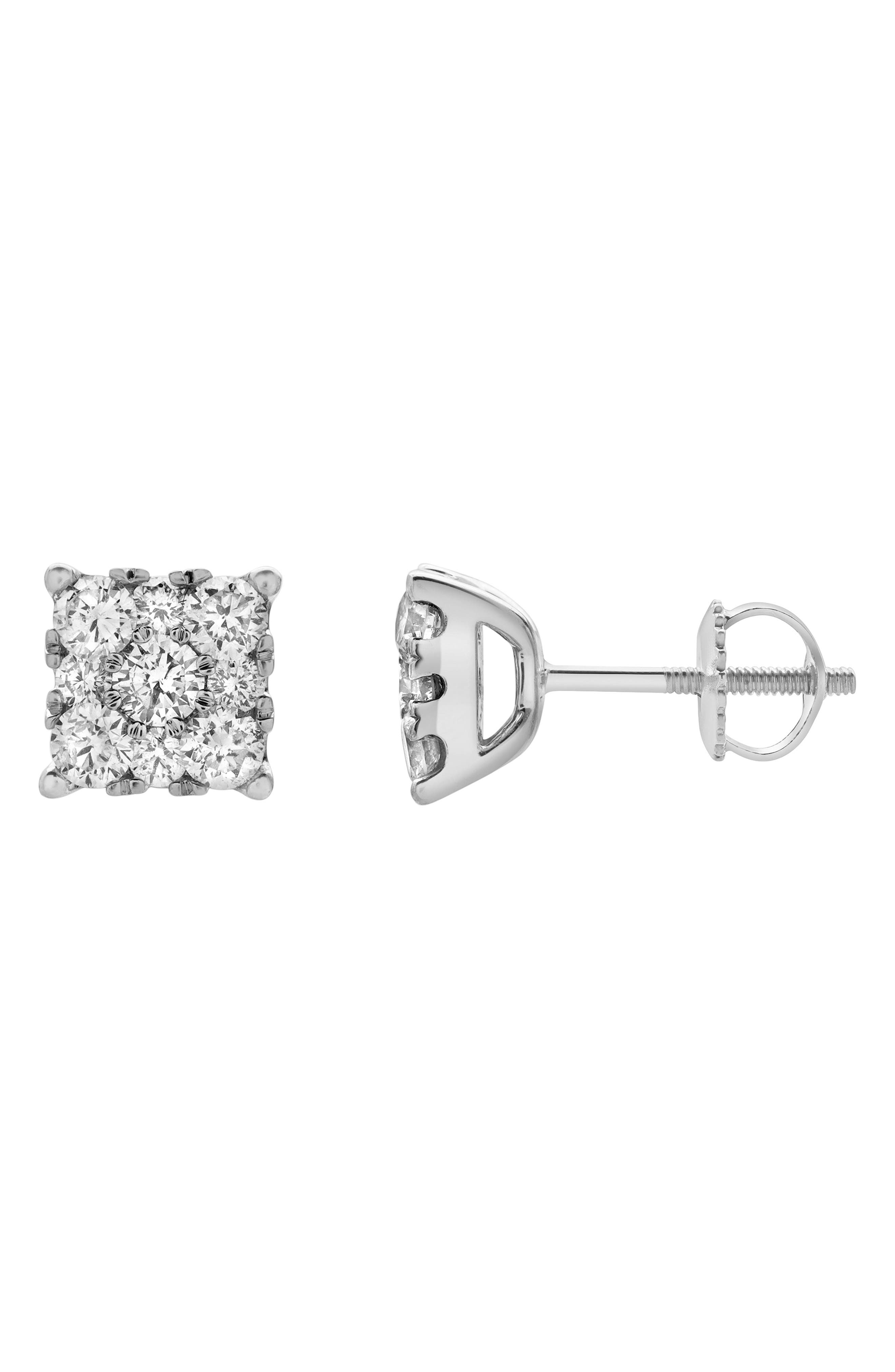 LuvMyJewelry Lab Grown Diamond Square Cluster Stud Earrings