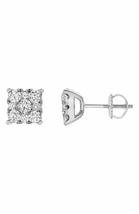 LuvMyJewelry Lab Grown Diamond Square Cluster Stud Earrings